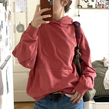 colorful standard pink boxy hoodie