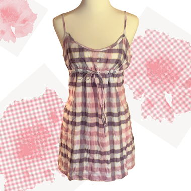 Redoute plaid Lilac Soft pink spaghetti dress M/L
