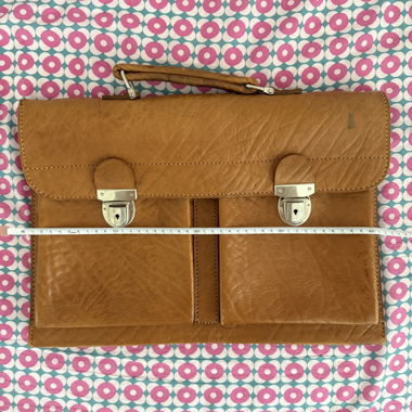 Vintage Leder-Aktentasche / Umhängetasche – Hellbraun
