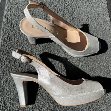 Décolleté slingback argentati