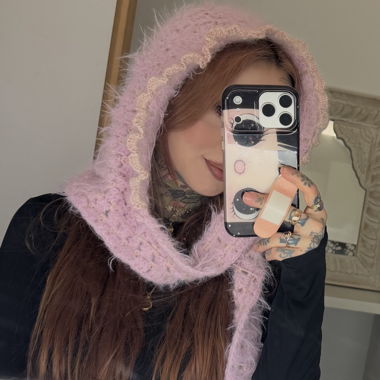 Bonnet fait main rose