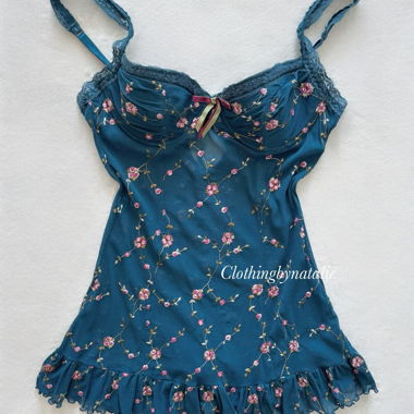 Bustier bleu à broderie florale Taille M/80A/B