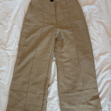 Beige Linen Pants with Wide Leg