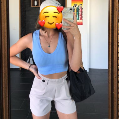 beige shorts