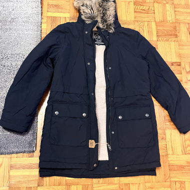Girls' Black Parka with Hood 164