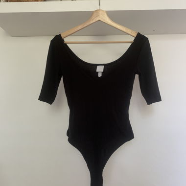 Black Bodysuit Top - Schwarzer Body-Top