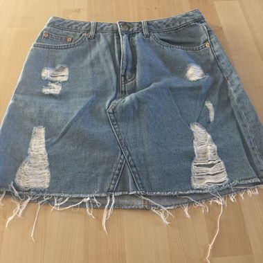 Distressed Denim Mini Skirt