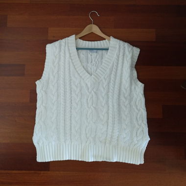 white knitted oversive sweater vest