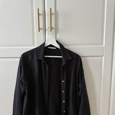 Jimmy Key black V neck linen shirt blouse L