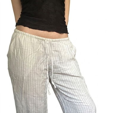 Pantaloni larghi di lino a righe