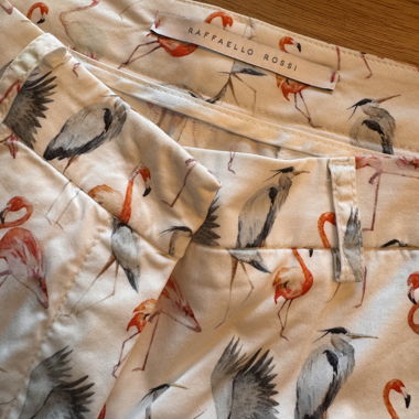 Pantaloni Raffaello Rossi con stampa fenicotteri