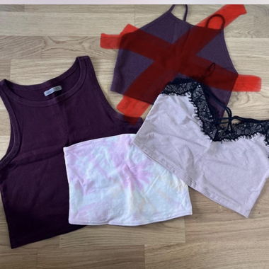 Lot de tops bordeaux et roses