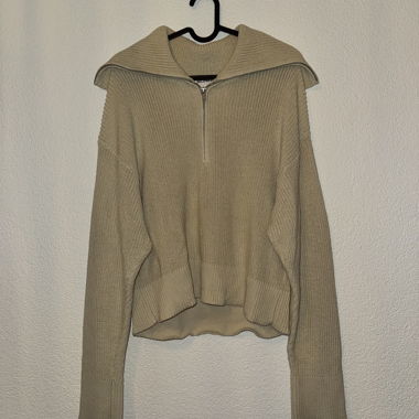 Maglione in maglia beige Monki con collo con zip M