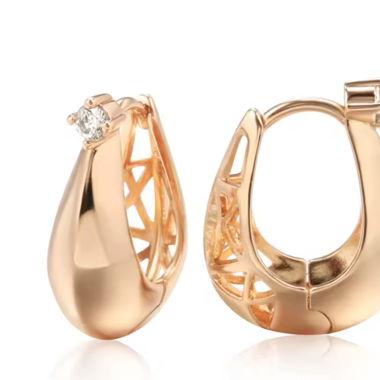 Rose Gold 585 Drop Ohrringe Neu