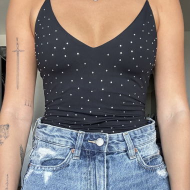 Body H&M à strass - Noir - Jamais porté - XS