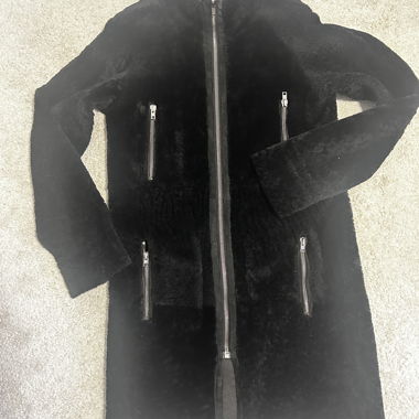 Manteau en fourrure noir Diesel avec fermeture éclair