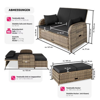Divano outdoor da 2 posti Tectake Garden
