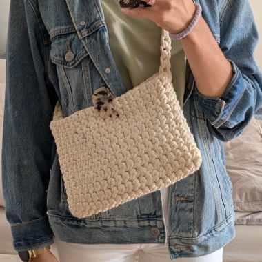 Sac au Crochet Crème-Blanc