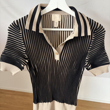 H&M gestreiftes Strick-Poloshirt