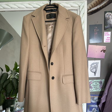 tan cream Zara wool winter coat