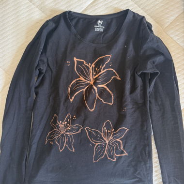 T-shirt manches longues H&M noir fleurs
