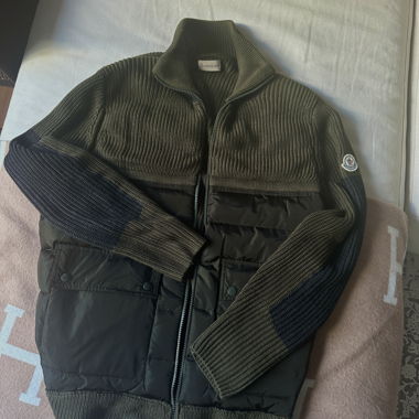 Moncler Padded Down Zip Cardigan In Green