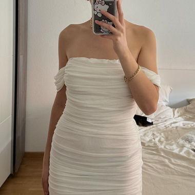 White Draped Mini Dress 
