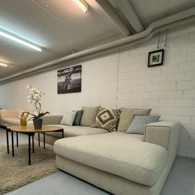 Beige Ecksofa L sofa