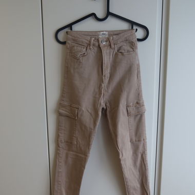 Denim high waist cargo pants