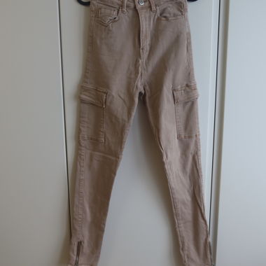 Denim high waist cargo pants