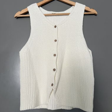 Gilet in maglia color crema, taglia S