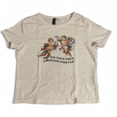 Cropped t-shirt with angels on it, size s