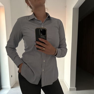 GAP BLUSE GESTREIFT HELLBLAU M BAUMWOLLE