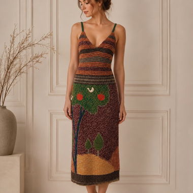 Red Valentino Knit Dress XS Nature Fantasy