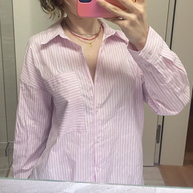 Camicia oversize a righe rosa