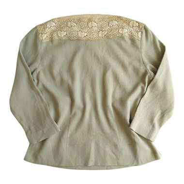 Top verde anni '90 con bordo in pizzo