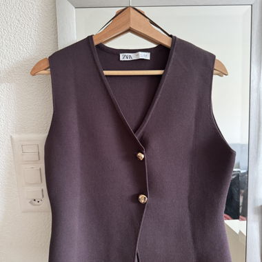 ZARA Strickweste braun