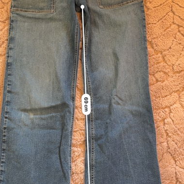 High-waist straight blue jeans