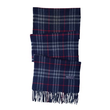 Vintage Burberry Scarf 100% Lambswool Darkblue