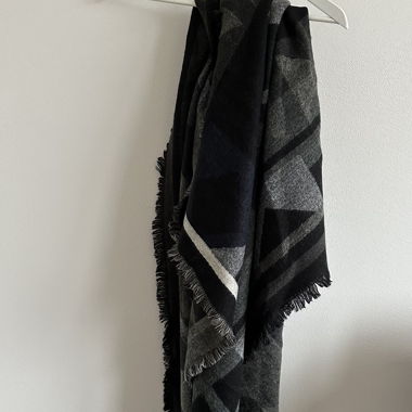 Écharpe, rectangulaire, noir/gris