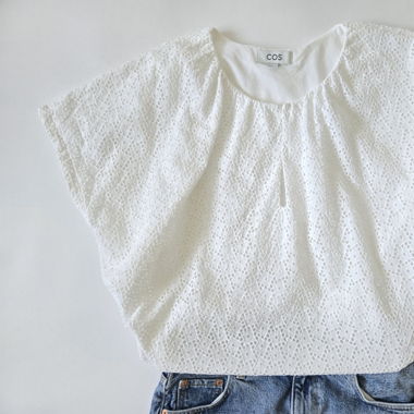 COS SUMMERY BLOUSE, WHITE, S.42, NEW/NEVER WORN