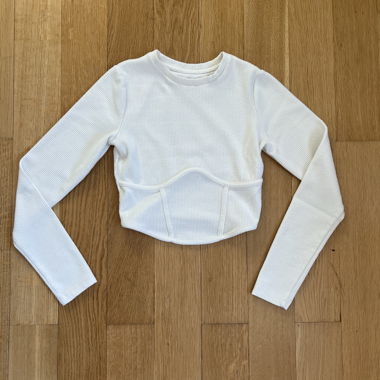 Longsleeve a coste con corsetto Bershka