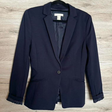 h&m navy blue one button blazer