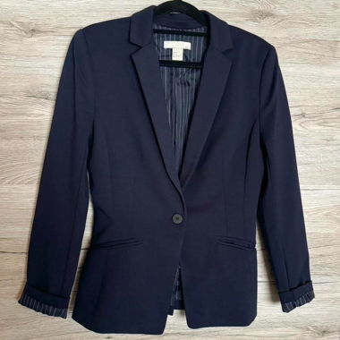 h&m blazer blu navy a un bottone