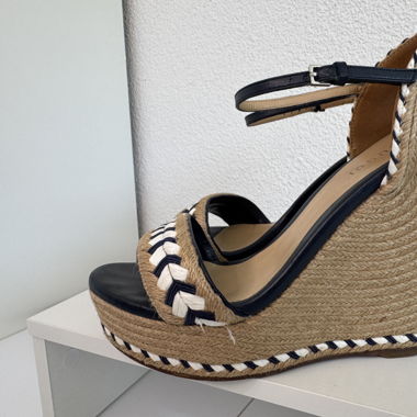 Gucci Heels Keilabsatz Wedges Blau Weiss Gr.37,5