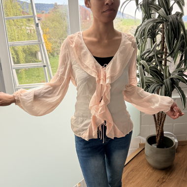 GUESS pink ruffle blouse