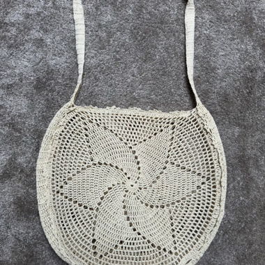 Böhmische Strandtasche aus Häkelstoff 40x36 cm