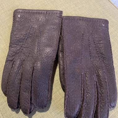 Gants en cuir Peccary Cachemire marron