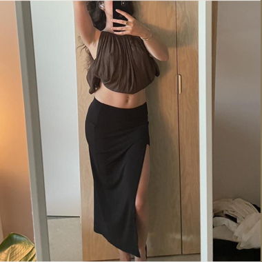 Black Slit Skirt
