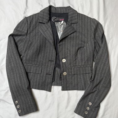 Grey Cropped Blazer Jacket